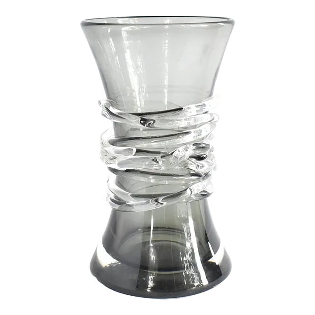 MidCentury HandBlown Smoked Glass Vase Chairish