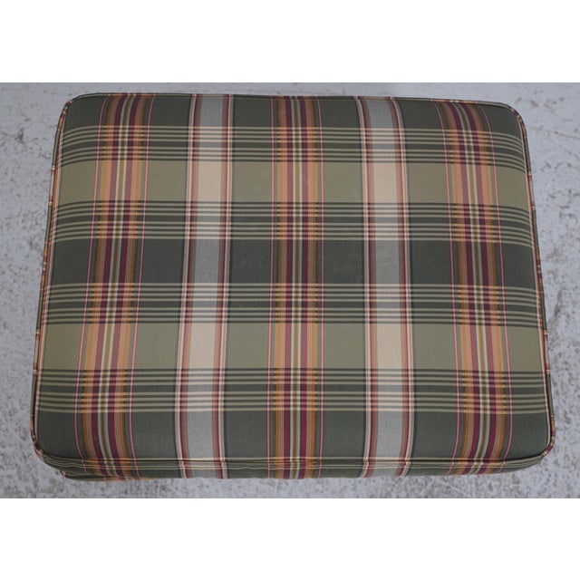 Southwood Plaid Upholstered Country Wing Chair & Ottoman For Sale - Image 16 of 18