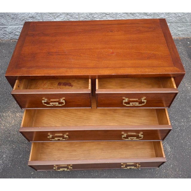 Wood Mid 20th Century Century Furniture Chinese Chippendale Style Mahogany Four-Drawer Chest For Sale - Image 7 of 16
