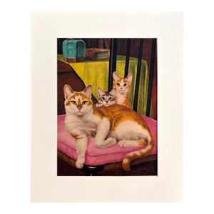 Vintage 1965 Girard Goodenow Cat Print in 16x20 Mat: Domestic Shorthair, EUC