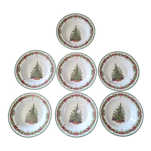 Seven Vintage Christmas Bowls For Sale