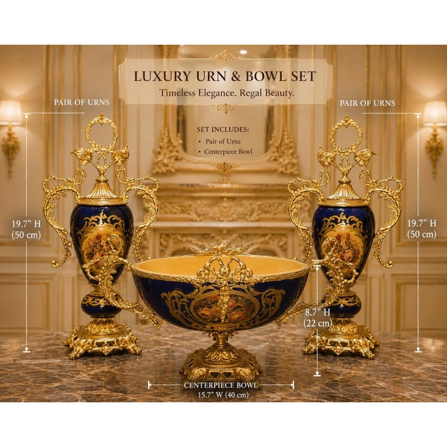 A magnificent French-inspired garniture set designed to bring timeless elegance and aristocratic charm to any interior....