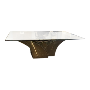 Mid Century Modern Laquered Faux Goatskin Karl Springer Style Coffee Table