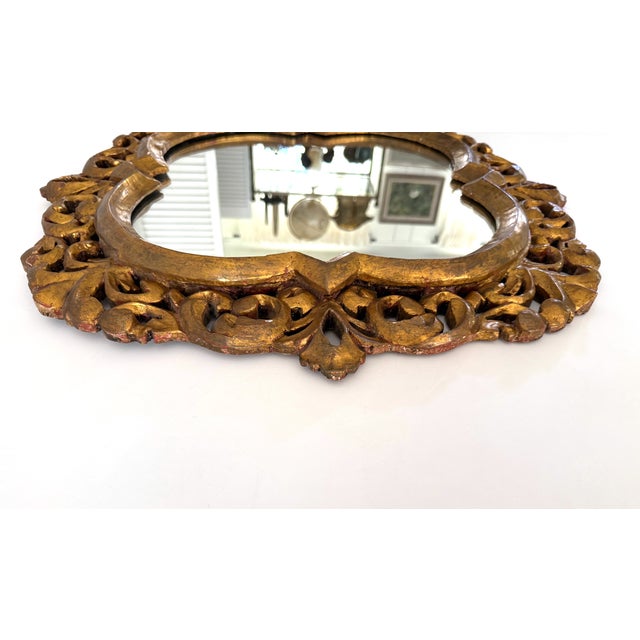 Hollywood Regency Mid Century Quatrefoil Florentine Mirror For Sale - Image 3 of 17