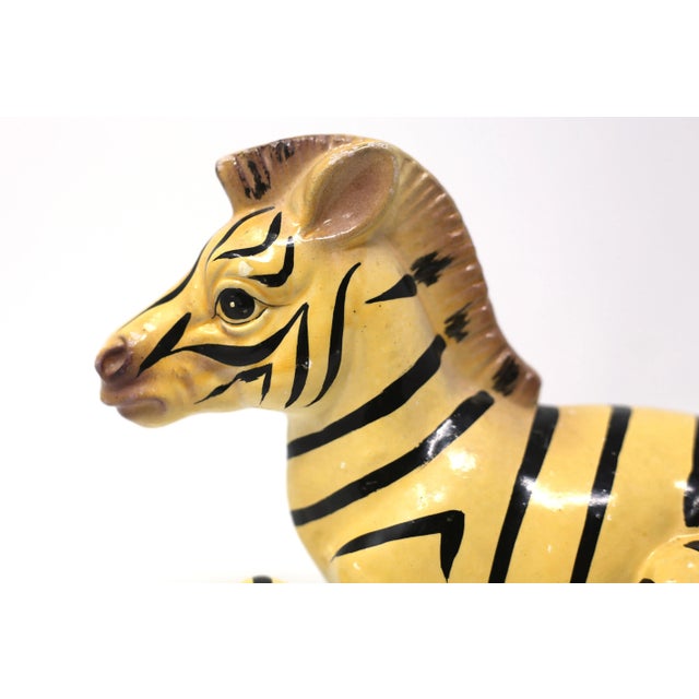 Vintage Hand-Painted Ceramic Zebra Figure For Sale In Tampa - Image 6 of 9