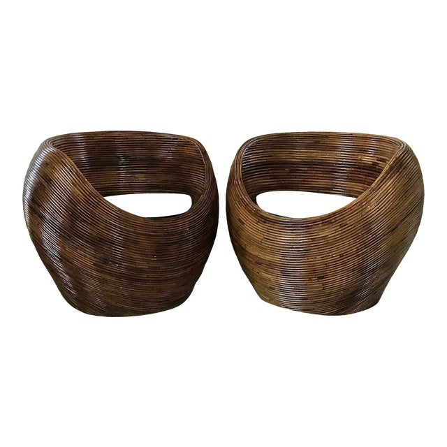 Crespi Style Rattan Pod Chairs A Pair Chairish