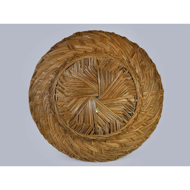 Wood Hand Woven Wicker Rattan Boho Wall Hanging Decor Round Basket - a Pair For Sale - Image 7 of 10