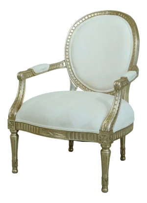 Oversized Gold & Silver Leaf Upholstered French Style Armchair
