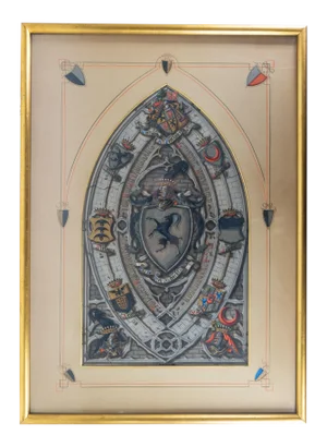 German Heraldic Family Crest Coat of Arms Watercolor