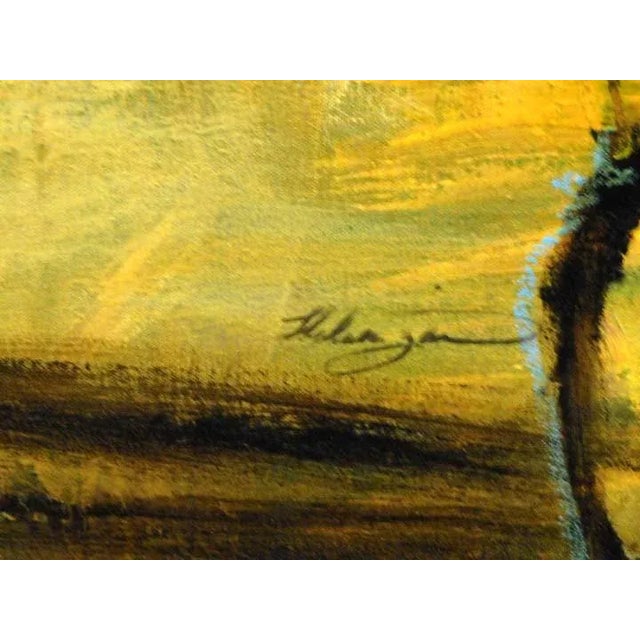 Impressionist "Village" Helen Zarin Original Abstract Figurative Signed Oil Painting For Sale - Image 3 of 4