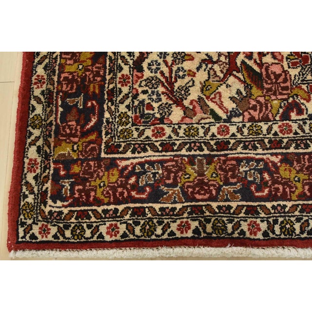 Fine Bidjar Rug 3’11” X 4’7” Ivory Wool Vintage Hand-Knotted Oriental Carpet For Sale - Image 9 of 12