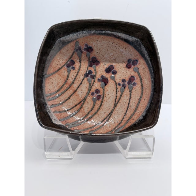 Ceramic Vintage Donna Polseno Handmade Square Ceramic Bowl For Sale - Image 7 of 8
