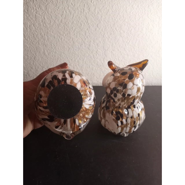 Vintage Art Glass Speckled Aventurine Owl Figurines- Set of 2 For Sale In Dallas - Image 6 of 9