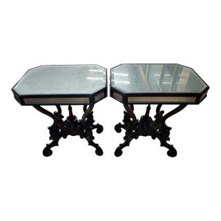 Pair of Eglomise Side Tables W/Napoleon III Style Bases For Sale