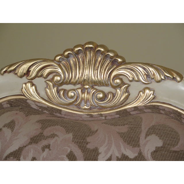 1980s Vintage French Louis XIV Style White Chairs & Matching Ottomans- 4 Pieces For Sale - Image 4 of 13