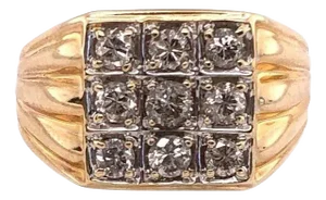 14 Karat Yellow Gold Contemporary Ring With 9 Round Diamonds