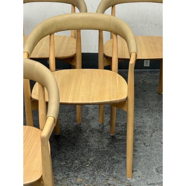 West Elm Irvine Sand Leather Dining Chairs, Set of Six For Sale - Image 12 of 12