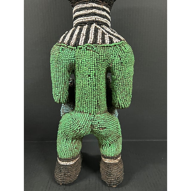 Late 20th Century African Tribal Art Carved Wood and Beaded Bamileke Statue From Cameroon For Sale - Image 14 of 14