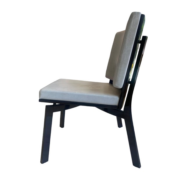 Custom Mahogany Lacquer Frame Leather Dining Chairs- Set of 10 For Sale - Image 9 of 12