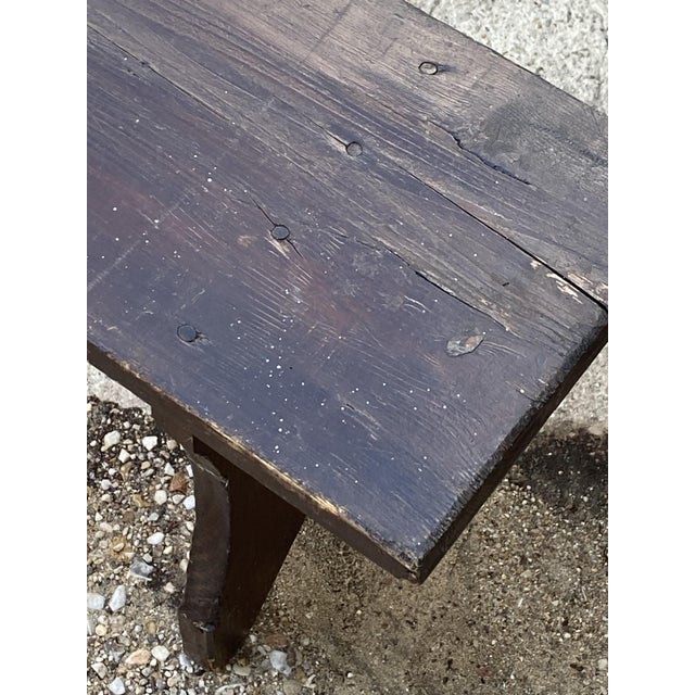 Rustic Wood Farmhouse Bench, 1950s For Sale - Image 10 of 17