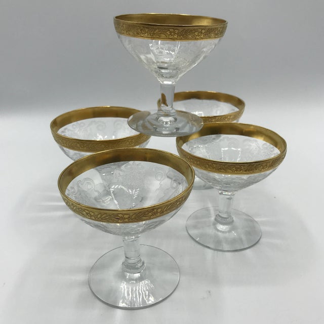 Tiffin Franciscan Champagne/Sherbet Glasses Etched Rambling Rose - Set of 5 For Sale - Image 13 of 13