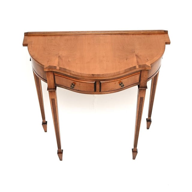 Antique Georgian Style Yew Wood Console Table, 1950 For Sale - Image 4 of 9