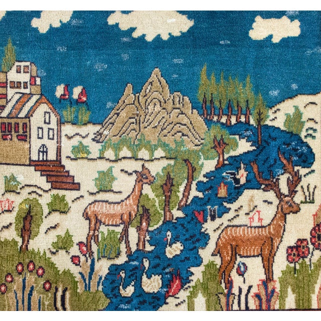 Early 20th Century Early 20th Century Persian Pictorial Tabriz Rug For Sale - Image 5 of 15