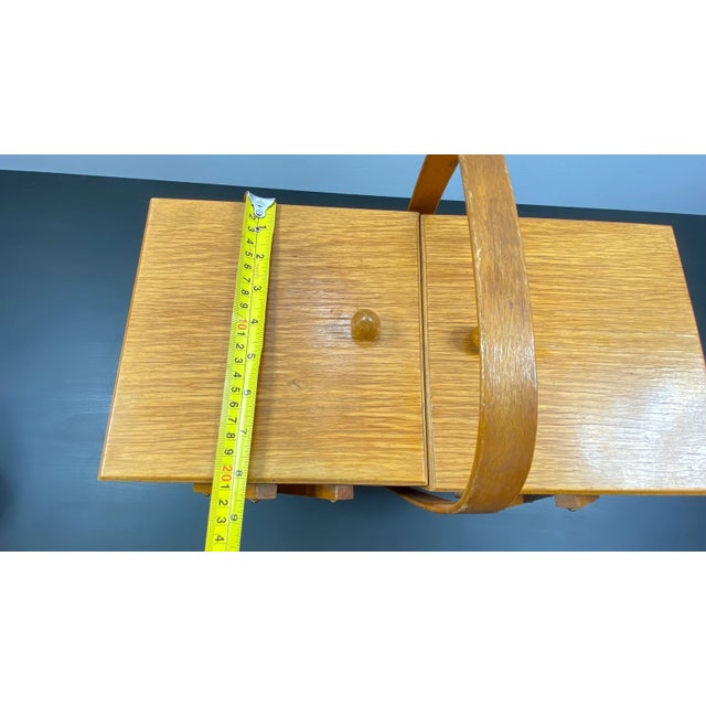 Vintage Rustic Cantilever Sewing Box Retro Boho Old Desktop Sewing Box Old Cantilever Sewing Storage Old Sewing Storage Old Sewing Box. For Sale - Image 11 of 11