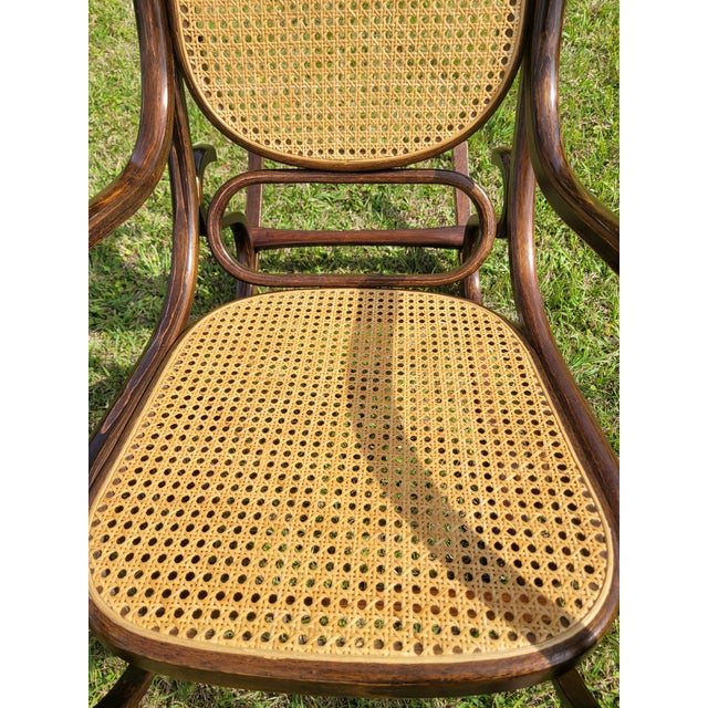 Mid-Century Modern Thonet-Style Bentwood & Cane Rocking Chair For Sale - Image 10 of 11