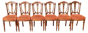 Louis XVI Style Walnut Chairs, 19th Century, Set of 6