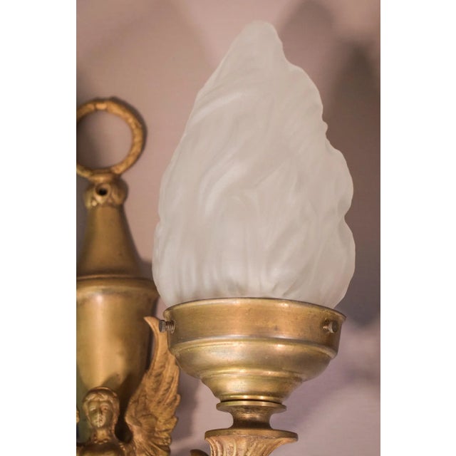 Metal Classical Glass Wall Lamps with Angels, Set of 2 For Sale - Image 7 of 18