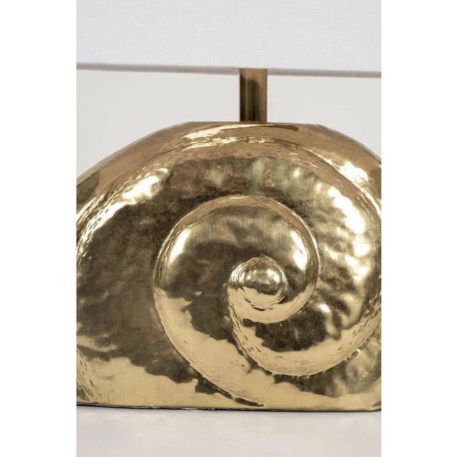 Contemporary Polished Gilt-Brass Nautilus Lamp For Sale - Image 3 of 4