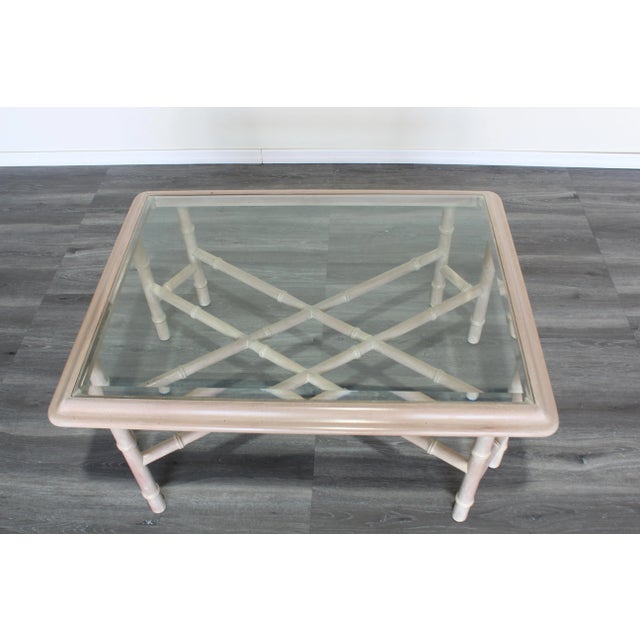 Vintage Faux Bamboo Coffee Table With Glass Top For Sale - Image 9 of 10