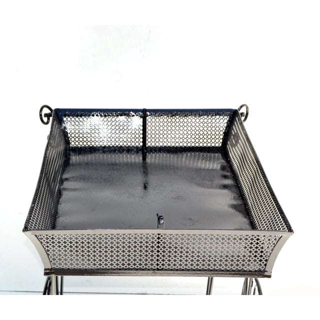 Mathieu Matégot Style Black Gloss Metal Mesh Marketplace Flower Cart France 1950 For Sale In Miami - Image 6 of 13