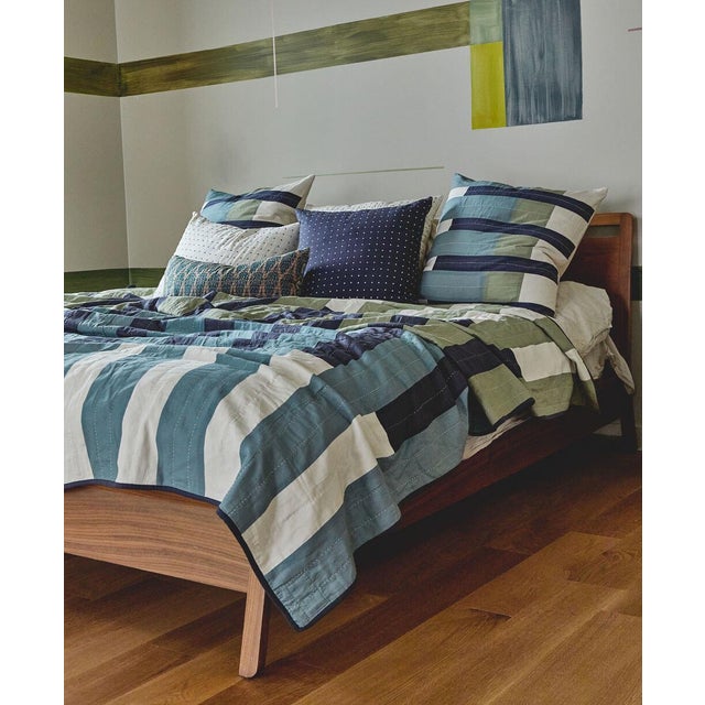 Contemporary Anchal Offset Patchwork Quilt Bedding, Queen Size For Sale - Image 3 of 6