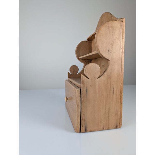 Hand-Carved Folk Art Pine Cutlery Rack with Drawer, 1950s For Sale - Image 14 of 18