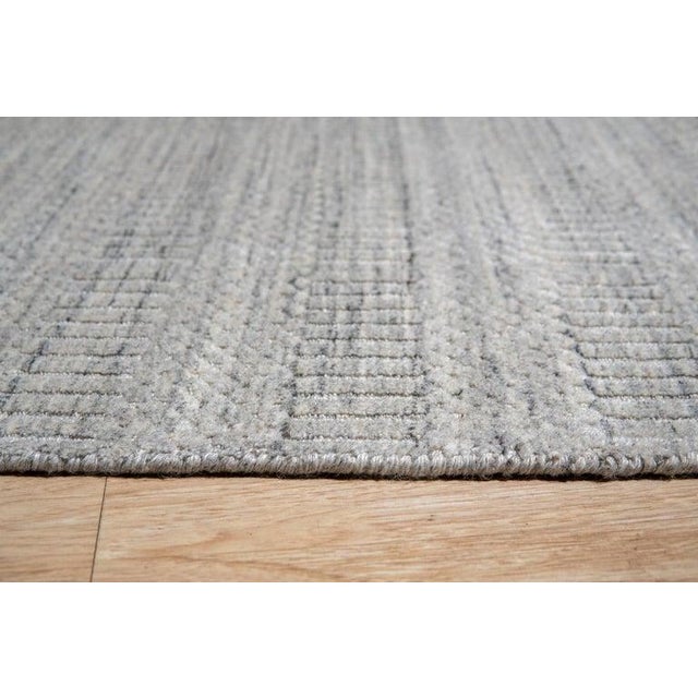 10x14 Ivory Handloomed Wool Subtle Textured Weave Geometric Modern Carpet Rug For Sale - Image 4 of 9