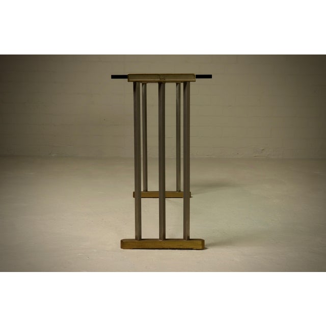 Console Table with Brass Details and Glass Top by Peter Ghyczy, 1970s For Sale - Image 11 of 15