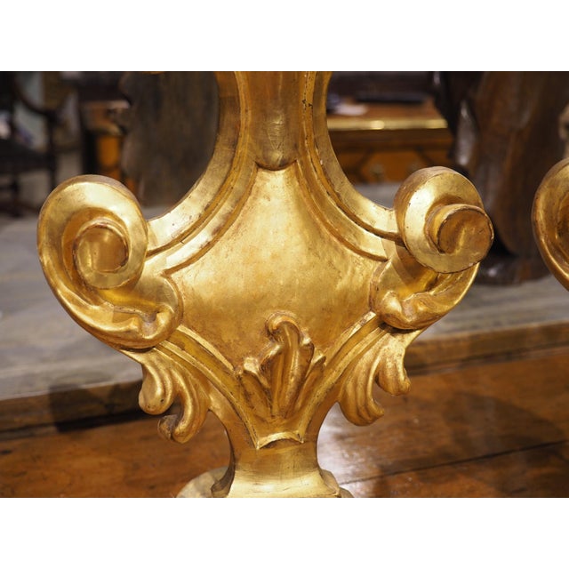 Pair of Decorative Circa 1750 Italian Giltwood Finials For Sale - Image 9 of 12