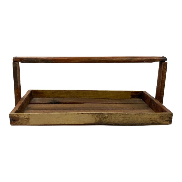 Antique Rustic Handled Berry Basket Tray For Sale