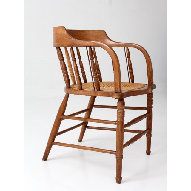 Antique Cane Seat Captain's Chair For Sale - Image 14 of 15