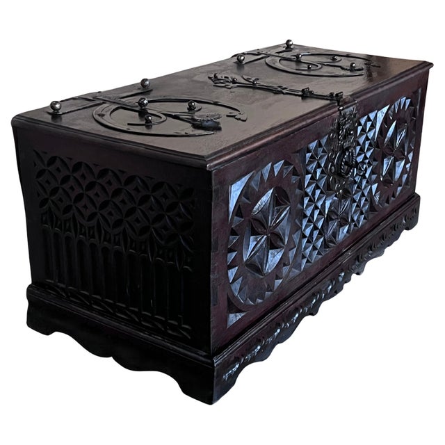 19th Century Italian Carved Cassone Trunk with Original Hardware, 1890s For Sale - Image 15 of 18