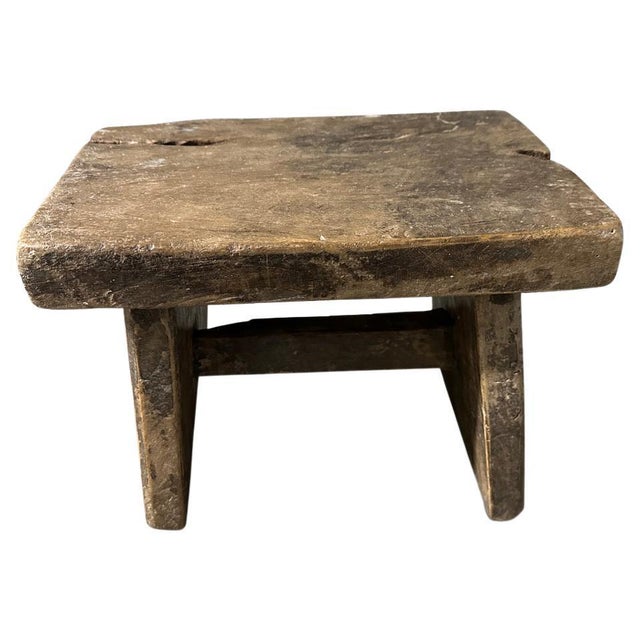 Antique hand made side table or stool. Celebrating the cracks and crevices and all the other marks that time and loving...