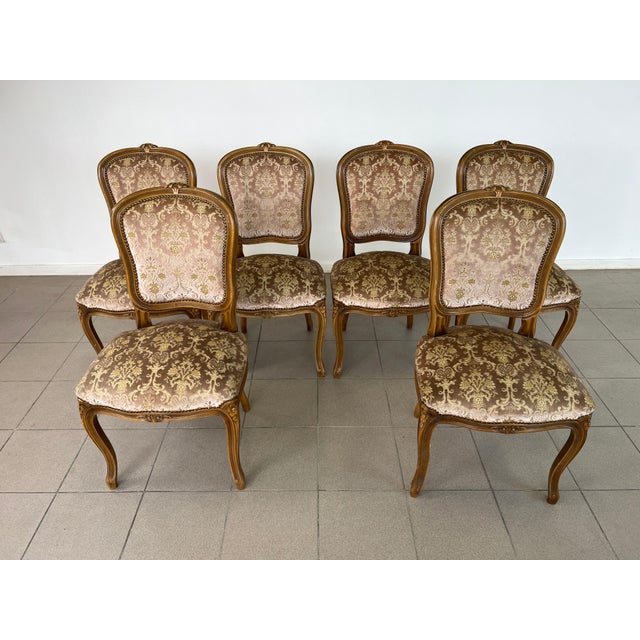 1940s Vintage French Louis XV Style Dining Chairs – Set of 6 For Sale - Image 5 of 11