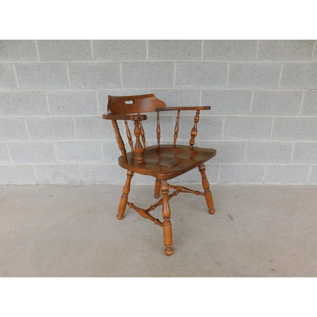 Traditional Ethan Allen Heirloom Nutmeg Captain Windsor Arm Chair 10-6531 For Sale - Image 3 of 14