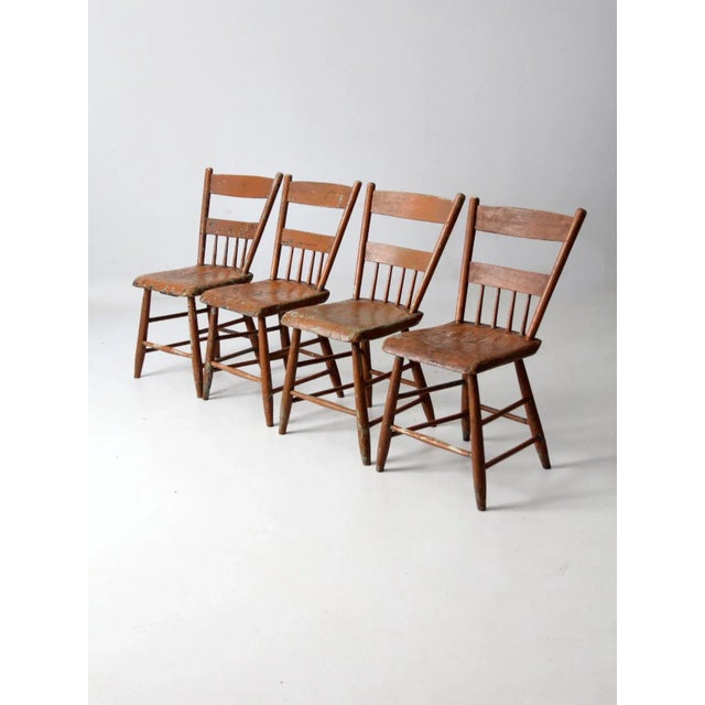 Early 20th Century Antique Primitive Dining Chairs Set of 4 For Sale - Image 5 of 12