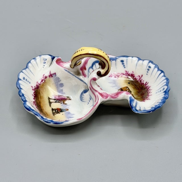 Antique French Porcelain Double Salt Cellar Dish by Charles Field Haviland for Gérard, Dufraisseix & Morel, 1890s For Sale - Image 4 of 17