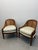English Pair of Vintage Baker Furniture Walnut & Cane Barrel Lounge Chairs For Sale - Image 3 of 17