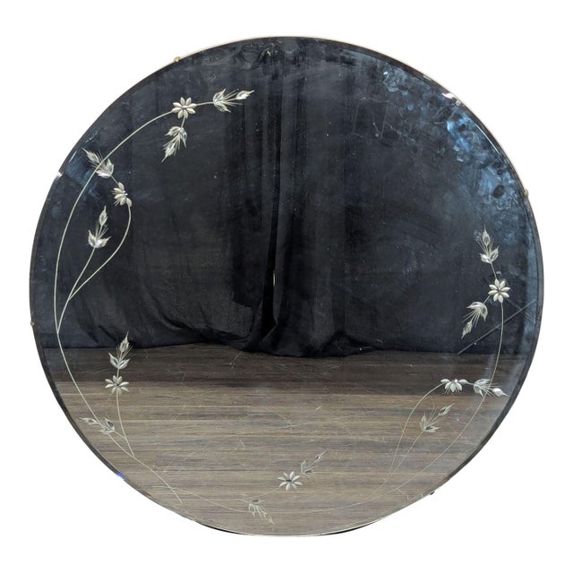 Vintage Etched Frameless Mirror For Sale