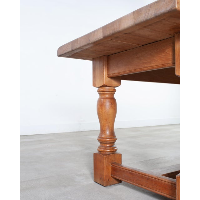 Midcentury Country French Oak Farmhouse Dining Table 7 Ft For Sale - Image 13 of 15